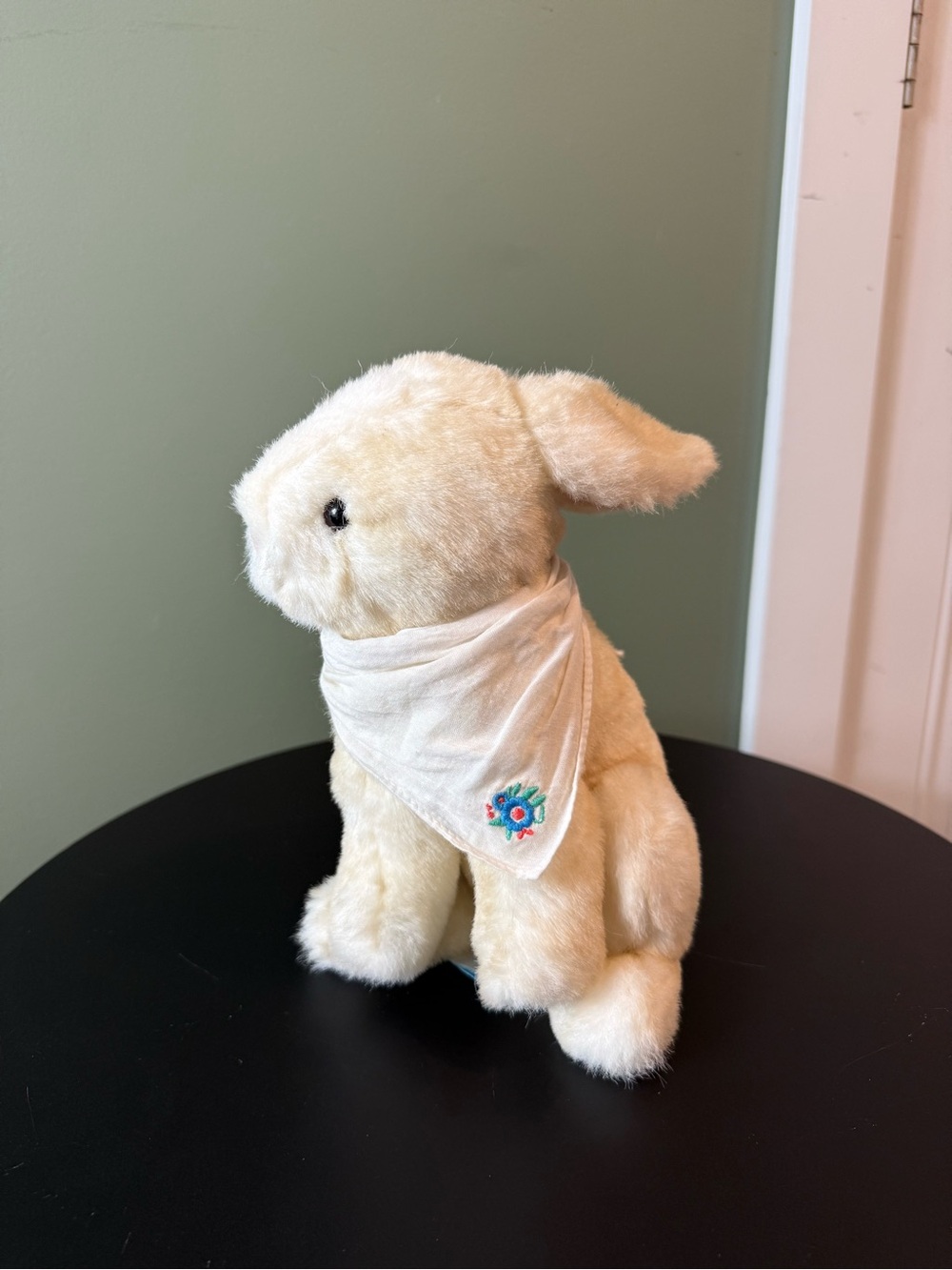 Plush Cream Bunny with Embroidered Bandana - Small Pets Accessory